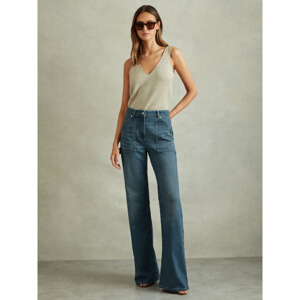 REISS DELILAH Mid Rise Flared Utility Jeans